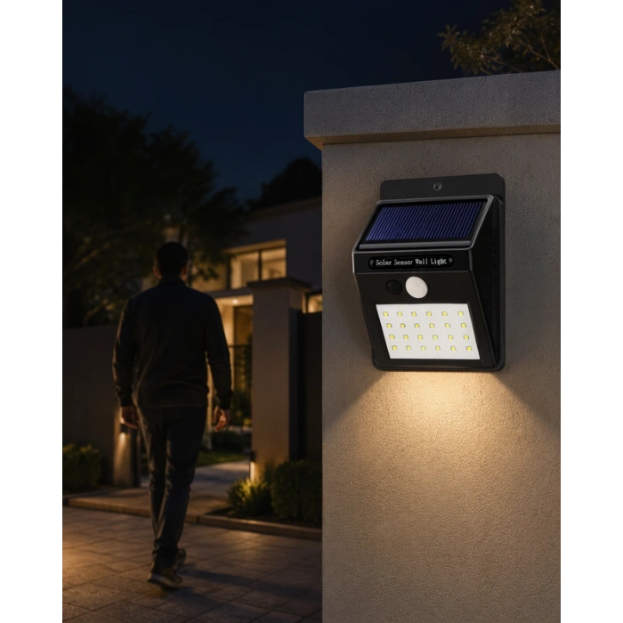 LED Duvar Lambası Güneş Paneli ile Otomatik Şarj
