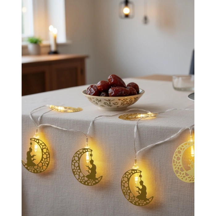 LED Peri Işığı Ay İçinde Secde Eden Adam