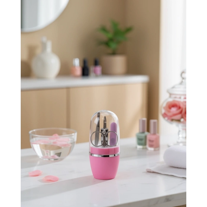 Manikür Seti 4 Parça Pembe 1L