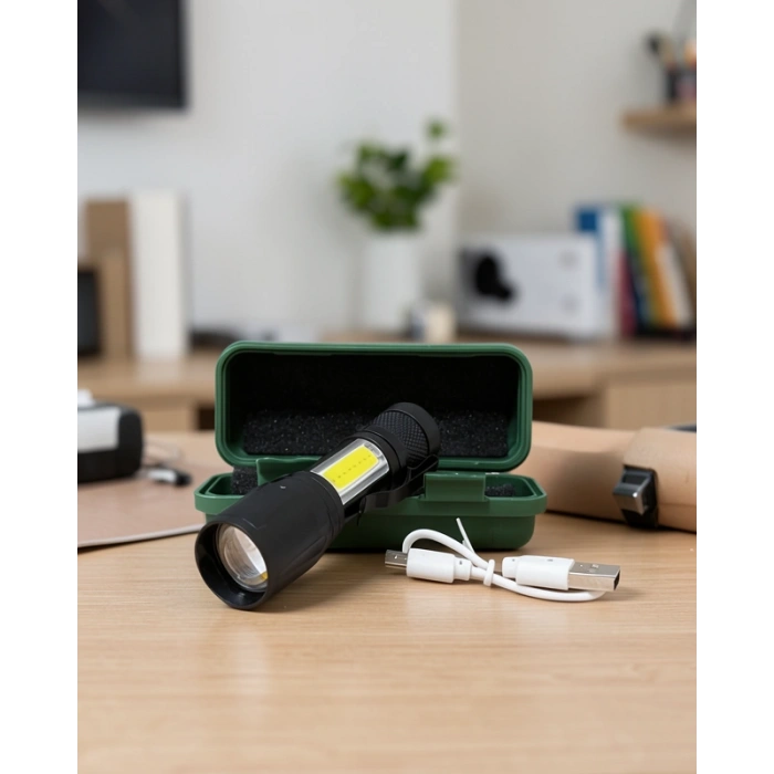 Mini El Feneri USB Şarjlı COB LED