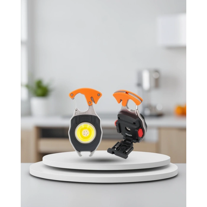 Mini LED Lamba 7 Işık Modlu USB Şarjlı Anahtarlık
