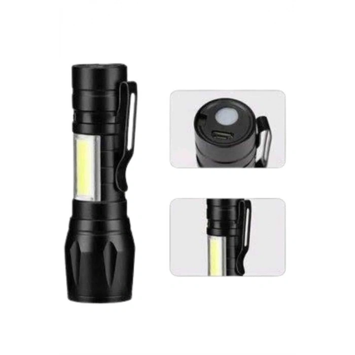 Mini USB Şarjlı El Feneri COB LED