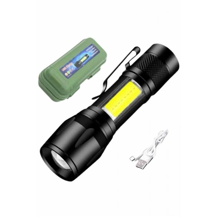 Mini USB Şarjlı El Feneri COB LED