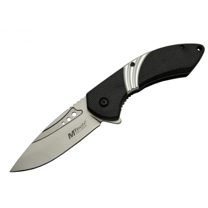 Mtech 4214 Beyaz Kamp Çakı 20cm- Yarı Otomatik, Kemerlikli, Oluklu