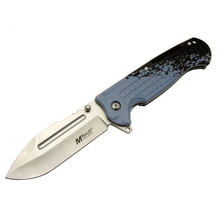 Mtech 4281 Mavi Kamp Çakı 21cm - Yarı Otomatik, Kemerlikli, Oluklu