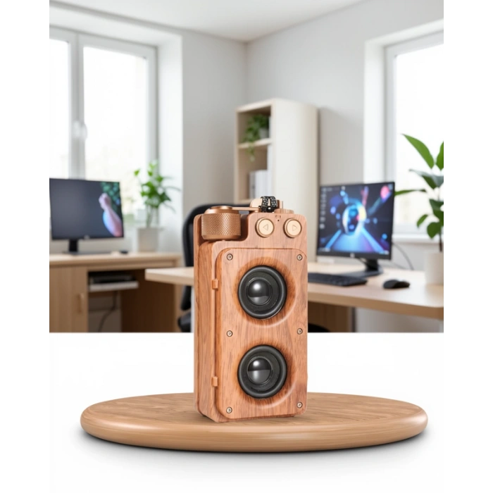Retro Tasarım Ahşap Gövdeli Bluetooth Hoparlör