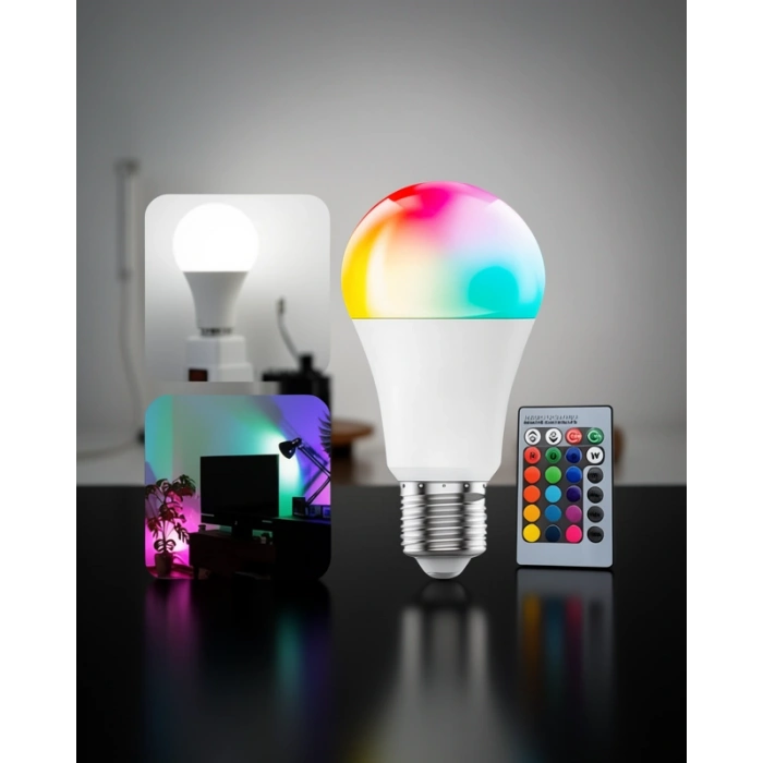 RGB LED Ampul E27