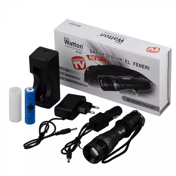 Şarjlı Zoomlu Acil Durum Feneri Wt-037