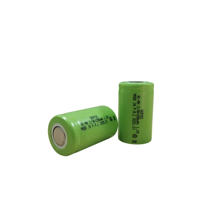 Sertec - 1.2V 1200 Mah - 2/3A - Ni-MH Şarjlı Pil - (Başsız / Flat Head)