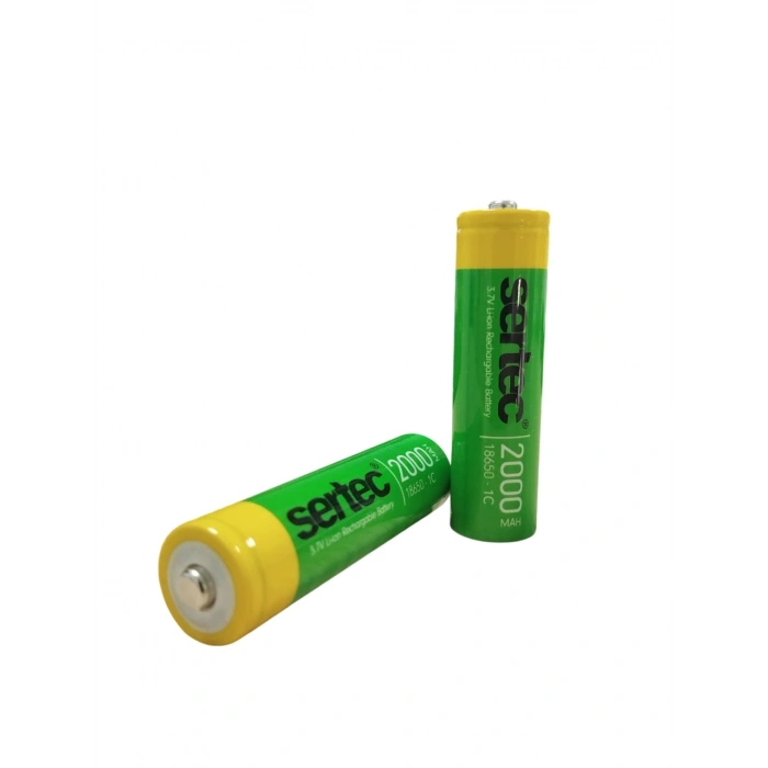 Sertec 18650 3.7V 2000 Mah 1C Li-ion Şarjlı Pil Başlı