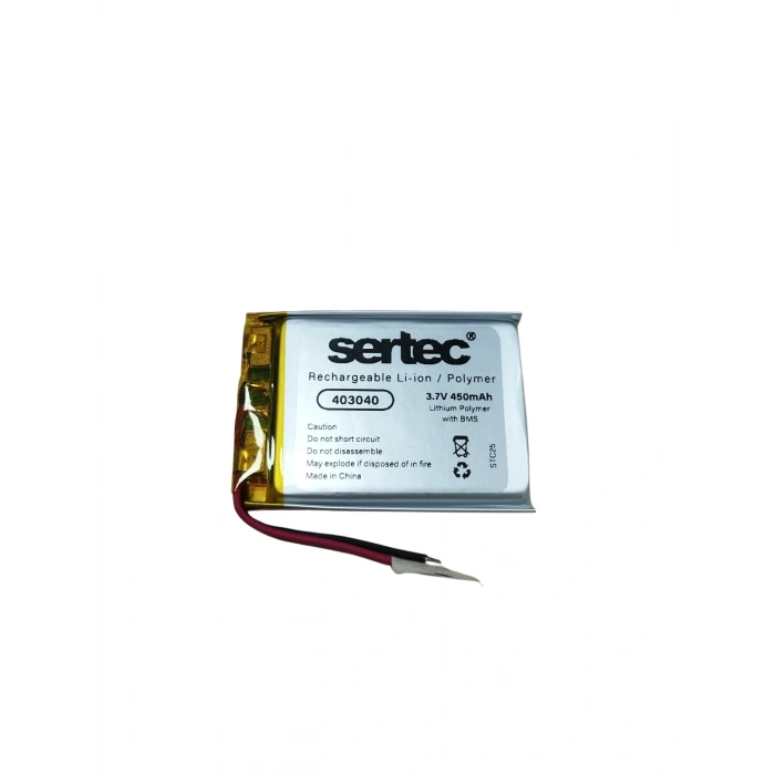 Sertec 403040 3.7V 450 MAh Li-Polymer Pil (Devreli/1.5A)