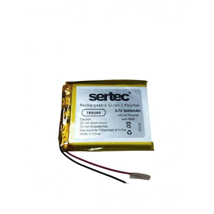Sertec 785060 3.7V 3000mAh Li-Polymer Pil (Devreli/1.5A)