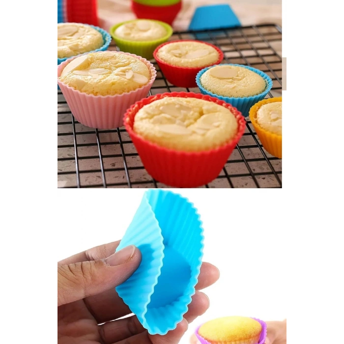 Silikon Muffin Kalıbı - Sürekli Kullanım Muffin Kek Kalıbı 6 ADET