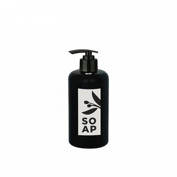 Sıvı Sabunluk Yuvarlak Plastik Pompalı 500 ML - Siyah