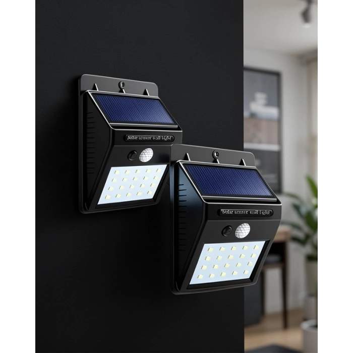 Solar Enerjili Hareket Sensörlü 20 LED Duvar Lambası
