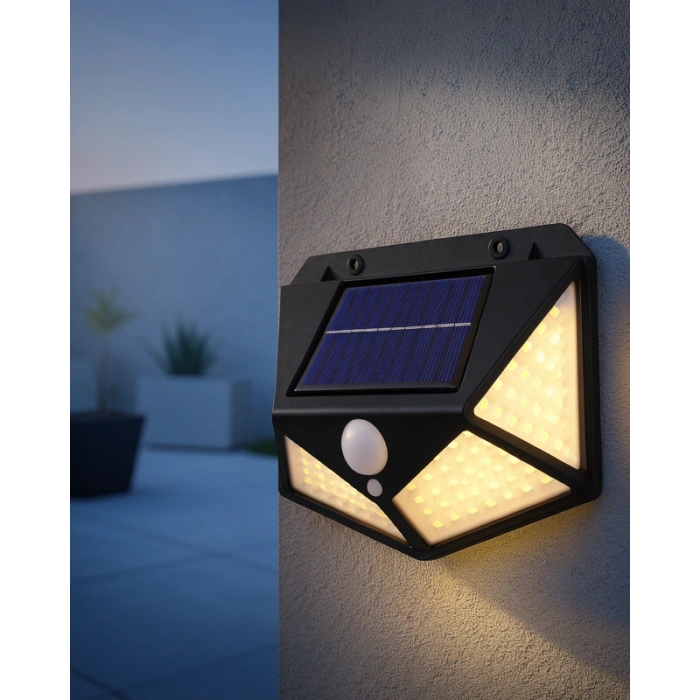 Solar LED Duvar Lambası 3 Işık Modlu Hareket Sensörlü