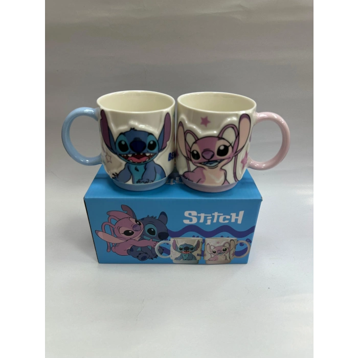 Stitch 2li Kabartmalı Kupa Bardak