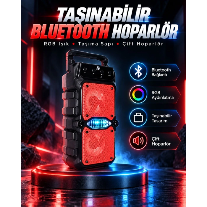Taşınabilir RGB Işıklı Bluetooth Hoparlör
