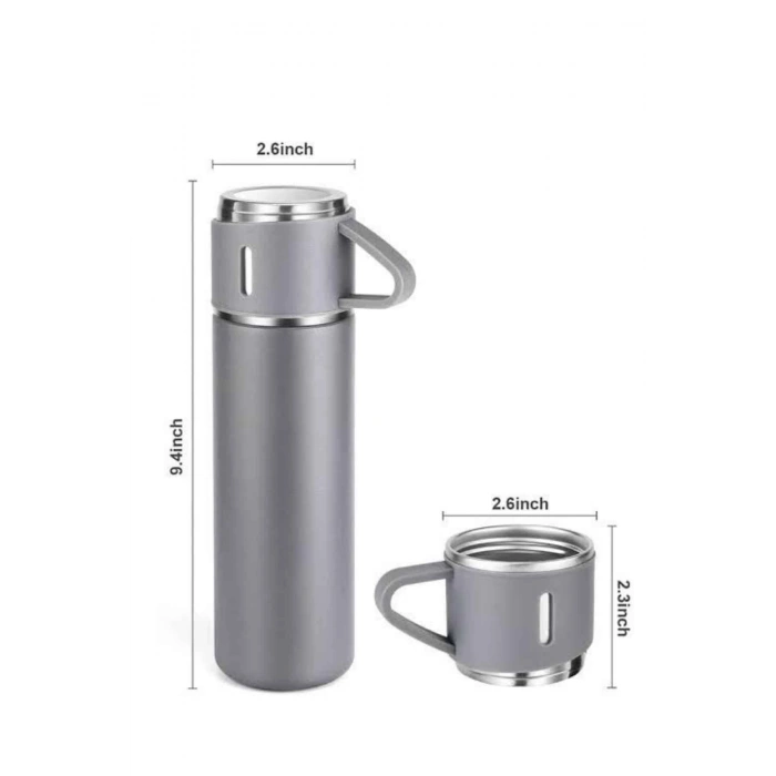 Termos Seti Paslanmaz Çelik 3 Bardaklı 500 Ml