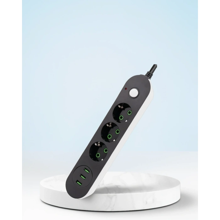 Üçlü Priz 3 USB Çıkışlı Hızlı Şarjlı Model