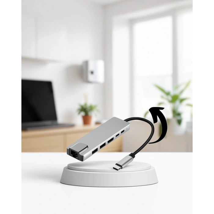 USB Type-C 8 Girişli Hub Dönüştürücü