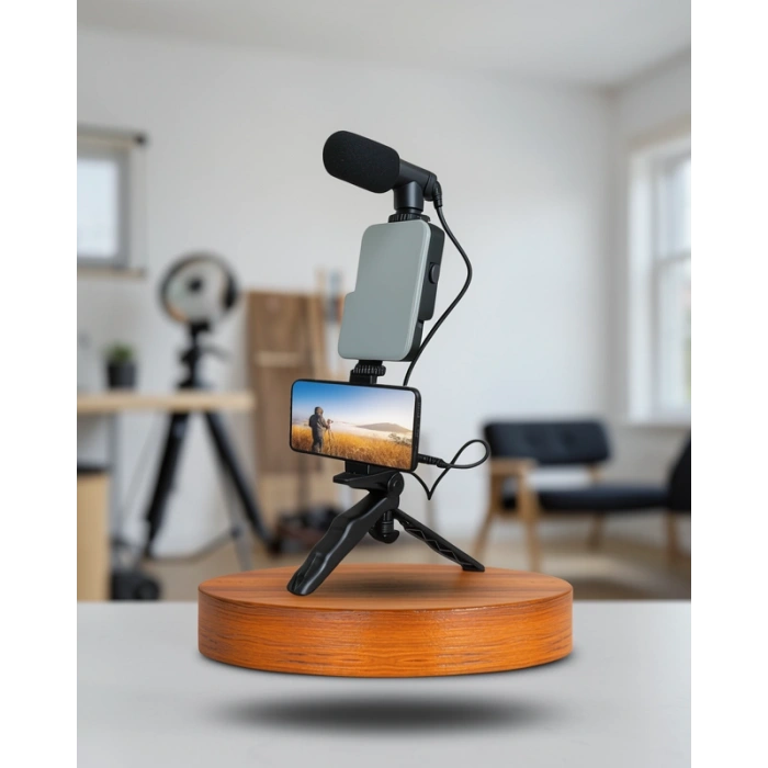 Video Tutucu Kompakt Mikrofonlu Tripod