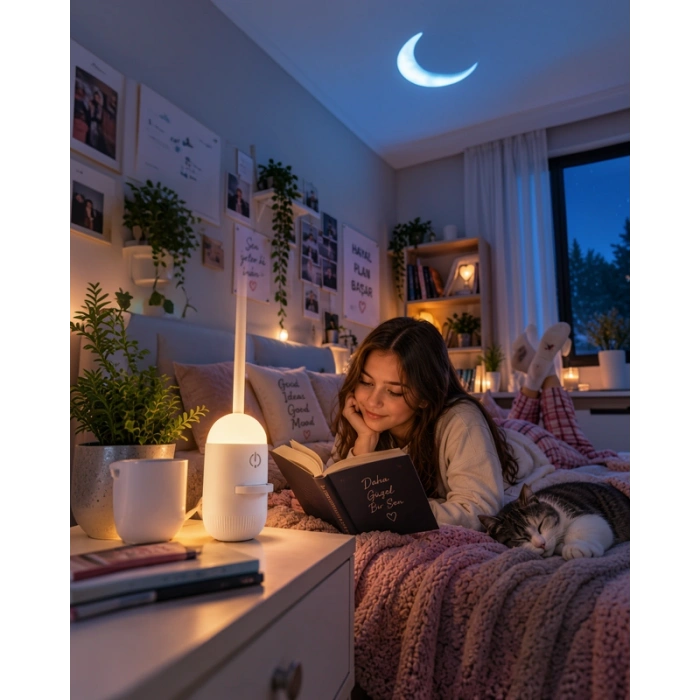 Yıldız Ay Projeksiyonlu Gece Lambası