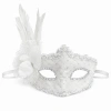 Beyaz Tüylü Venedik Lüks Balo Maskesi