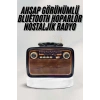 Bluetooth Hoparlör Ahşap Görünümlü Vintage Işıklı