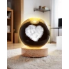 LED Işıklı Cam Kalp Küre
