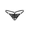 Siyah Dantelli Özel Bölgesi Açık G-String TM1167