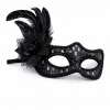 Siyah Tüylü Balo Maskesi Kadın Parti Aksesuarı