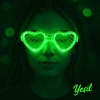 Yeşil LED Işıklı Kalp Gözlük – 3 Modlu Parti & Glow Gözlüğü