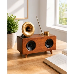Nostaljik Ahşap Tasarılı Bluetooth Radyo