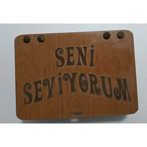 Seni Seviyorum Ahşap Hediye Kutusu Sevgiliye Hediye