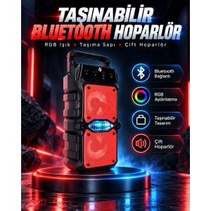 Taşınabilir RGB Işıklı Bluetooth Hoparlör