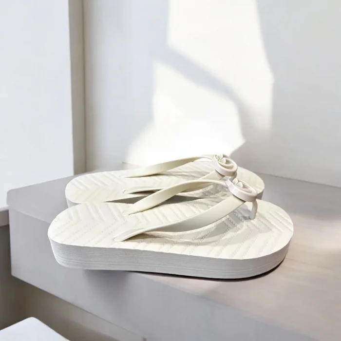 Gucci Cream Flip Flops