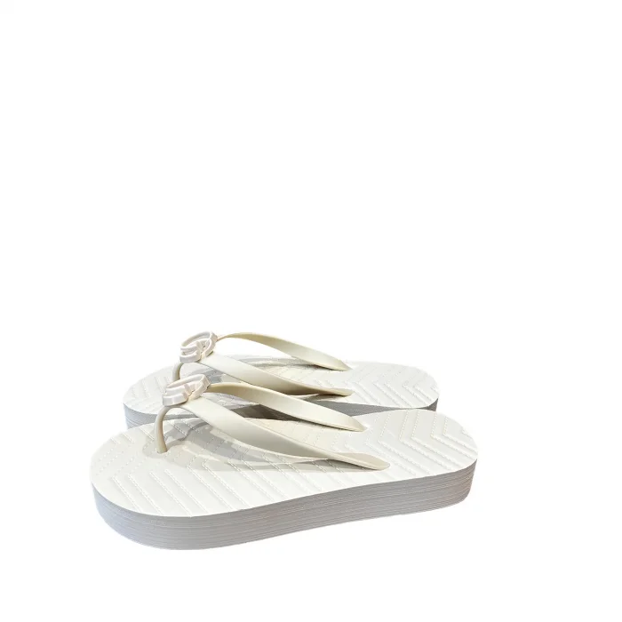 Gucci Cream Flip Flops