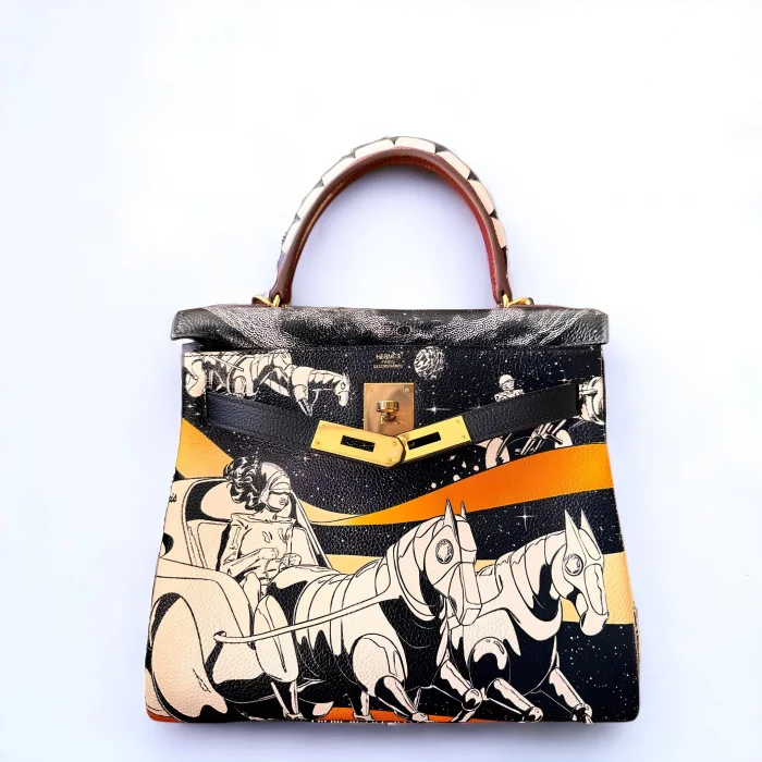 Hermès Horse Patterned Hand and Shoulder Bag