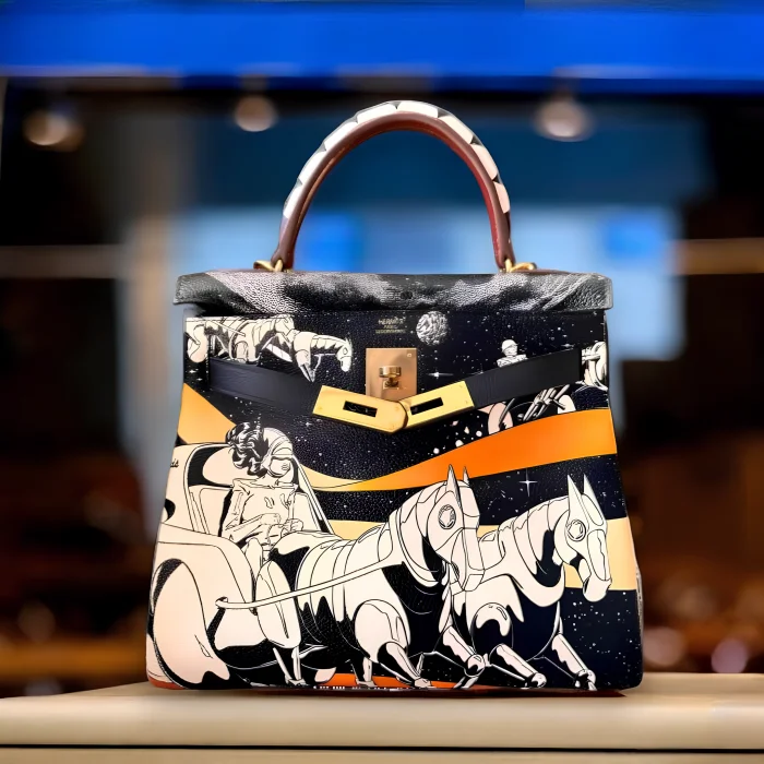 Hermès Horse Patterned Hand and Shoulder Bag