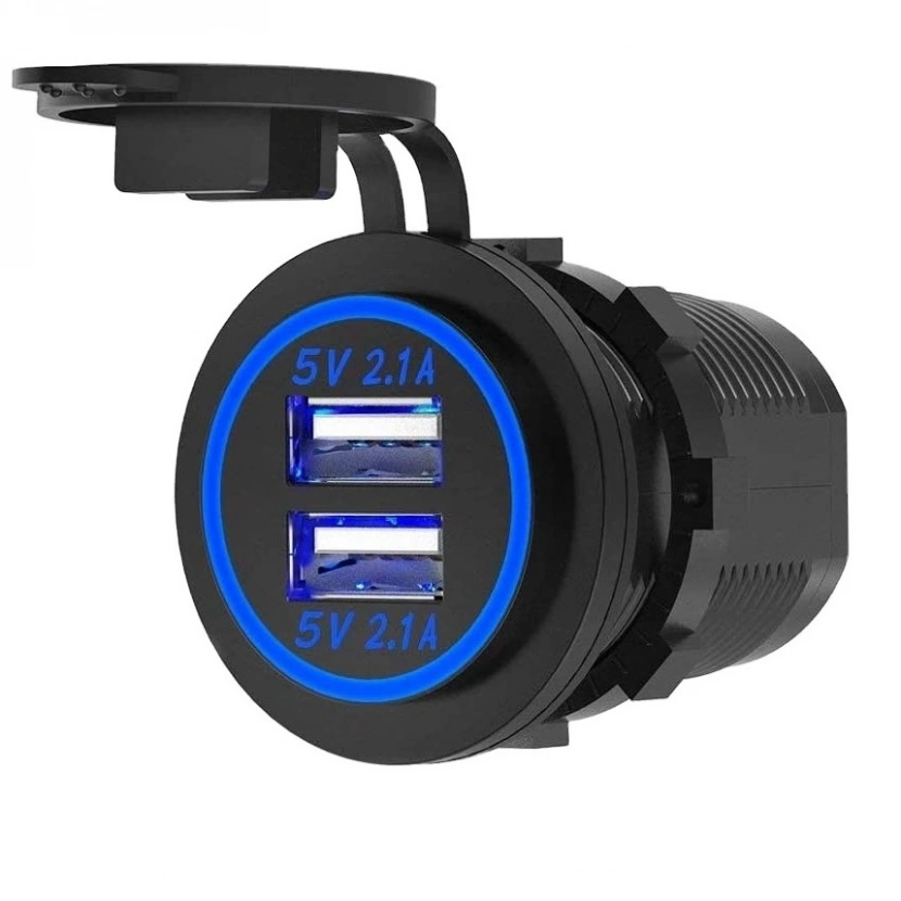 İki Usb Type-A Şarj Cihazı (Mavi Işıklı)