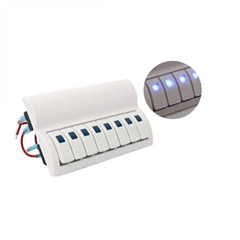 8Lİ DAHİLİ SİGORTALI KARAVAN KONTROL PANELİ (BEYAZ)