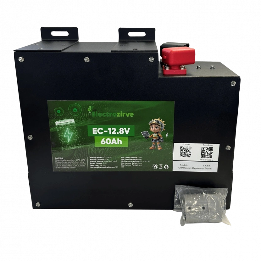 ELC-ITG-SLM Electrozirve 12.8V 60Ah Slim Kasa Lityum (LiFePO4) Batarya