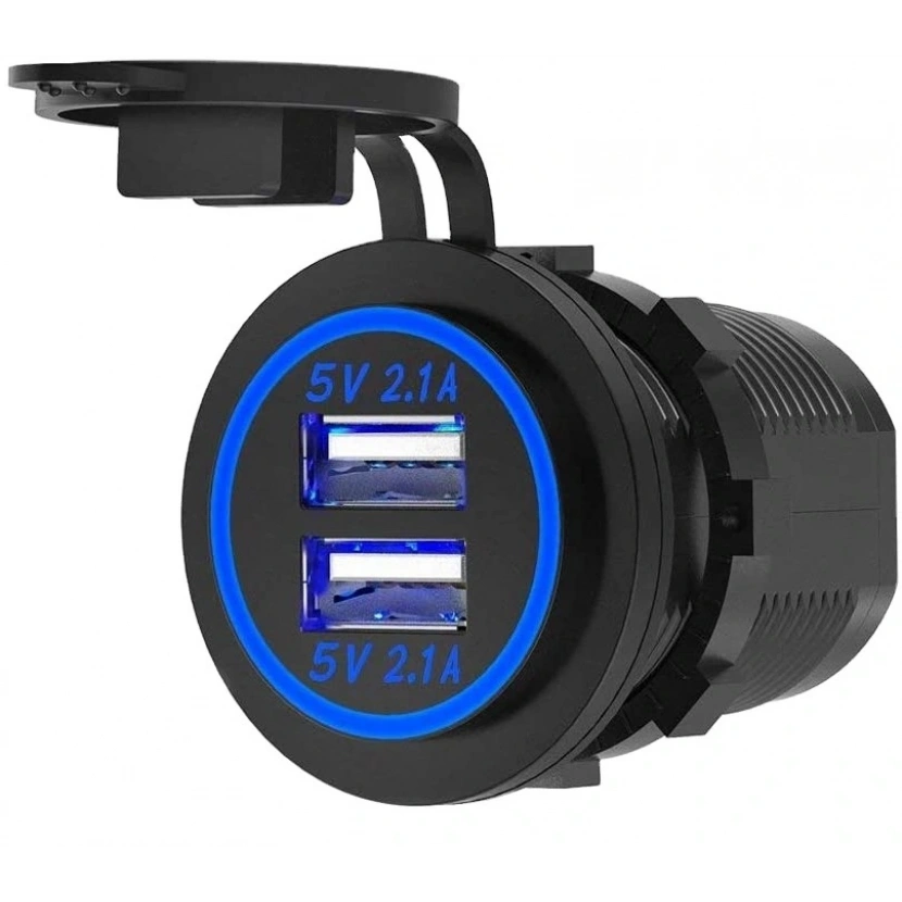 İki Usb Type-A Şarj Cihazı (Mavi Işıklı)