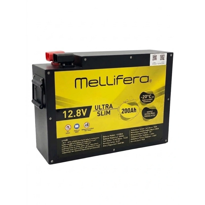 Mellifera 12.8V 200Ah Slim Kasa Lityum (LiFePO4) Batarya