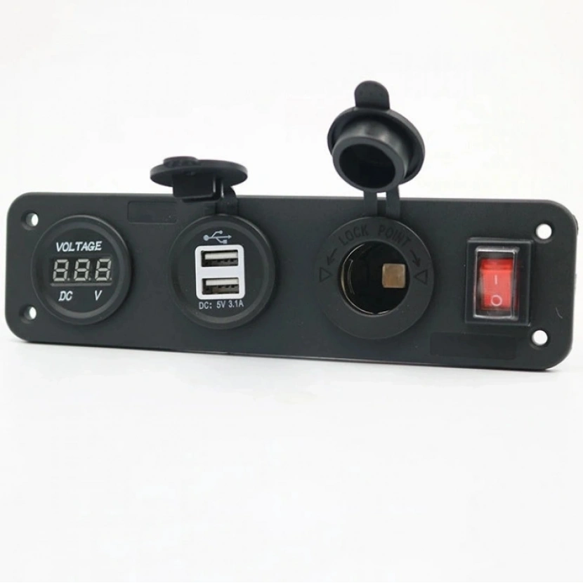 MELLİFERA (BİR VOLTMETRE-İKİ USB-BİR ÇAKMAKLIK-ON/OFF) SOKET