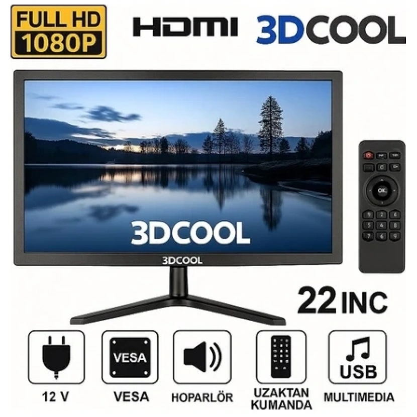 MLFR - LXAE3D-22 - 12V Led 1080P FULL HD Monitör TV