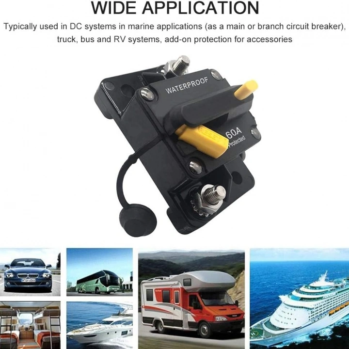 WATERPROOF 60A OTOMATİK DEVRE KESİCİ DC SİGORTA