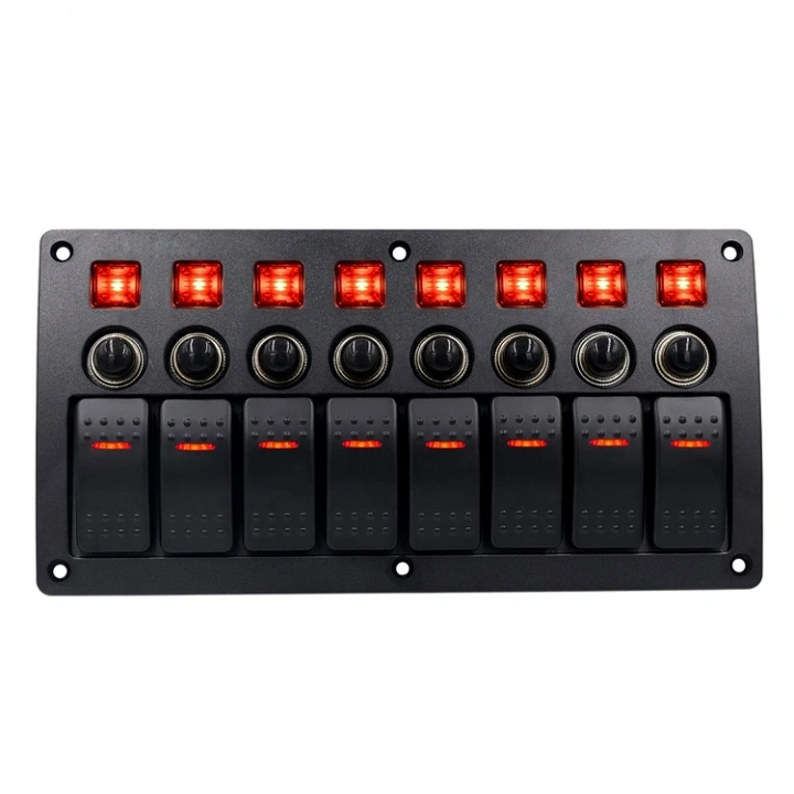 8’li Sigortalı Karavan Paneli (Siyah)