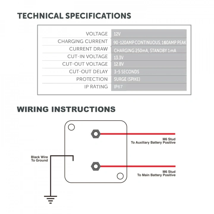 Smart Battery Isolator12V 140Amp, Gerilim Duyarlı Röle VSR, RV Karavan Deniz Araçları İçin uyumlu